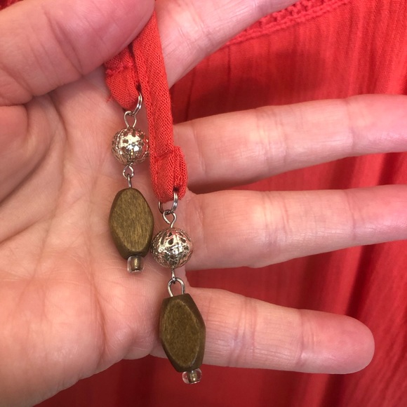 One World 3/4 Pullover Coral Blouse with Crochet Detail  Size Small - Picture 5 of 10